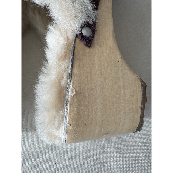 UGG Australia Shearling Clogs Womens 10 Plum Suede Wood Sole Slip On Fur Lined - Picture 9 of 16